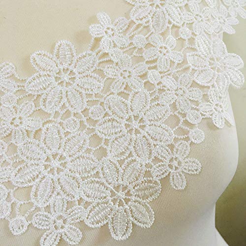 White Embroidered Lace Neckline Collar Floral Brown Leaf Applique Patches Scrapbooking Embossed Sewing (Style A) #TOP1