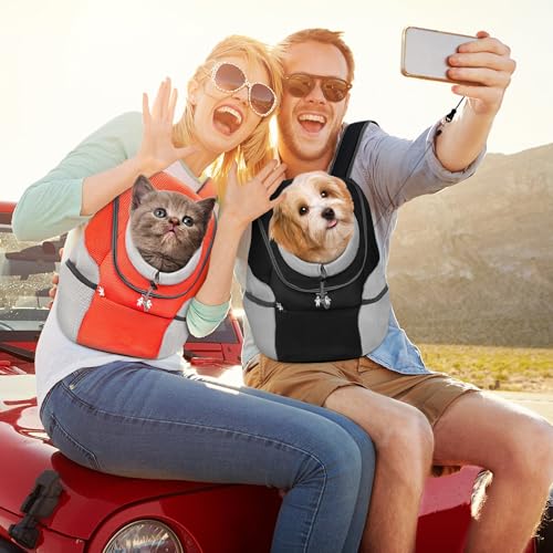 ALLSOPETS Hunderucksack, Tragbarer Haustierträger für Kleine Hunde und Katzen, Fahrrad- und Motorrad-Träger für Wandern, Camping und Outdoor (Kohlschwarz, M)