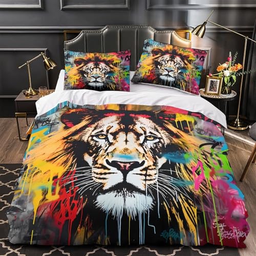 Housse de couette lion hypoallergique en microfibre douce avec zip solide - 2