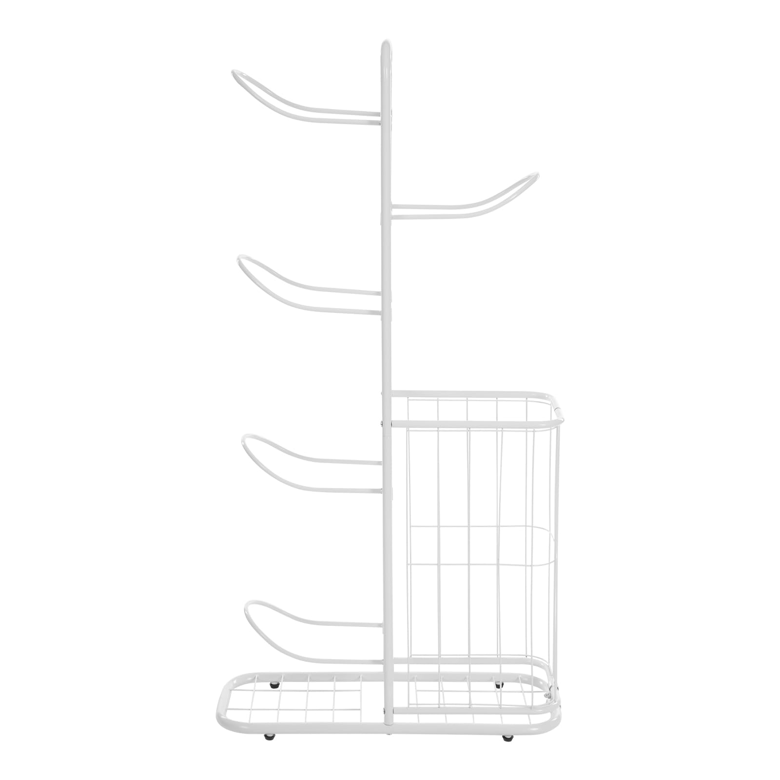 Treeisland Estantería de almacenamiento para pelotas de baloncesto, con 5 soportes de bolas y cestas, para fútbol, baloncesto, voleibol, color blanco