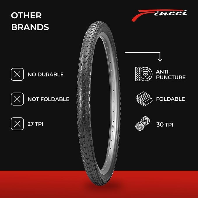 Fincci Paar 27,5 x 2,10 mountainbikeband met 2 x 27,5 binnenbandschrader - opvouwbare banden van 27,5 mtb, 30 TPI, 54-584 voor elektrische en hybride fietsen, geschikt voor ritten in vuil, zand en