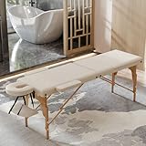 Lovinouse Portable Massage Table with Adjustable Headrest, Modern Massage Folding Table White, 3 Folding Lash Bed Adjustable Height, Portable Folded Bed with Non-Woven Bag for Tattoo, Spa,Chiropractic