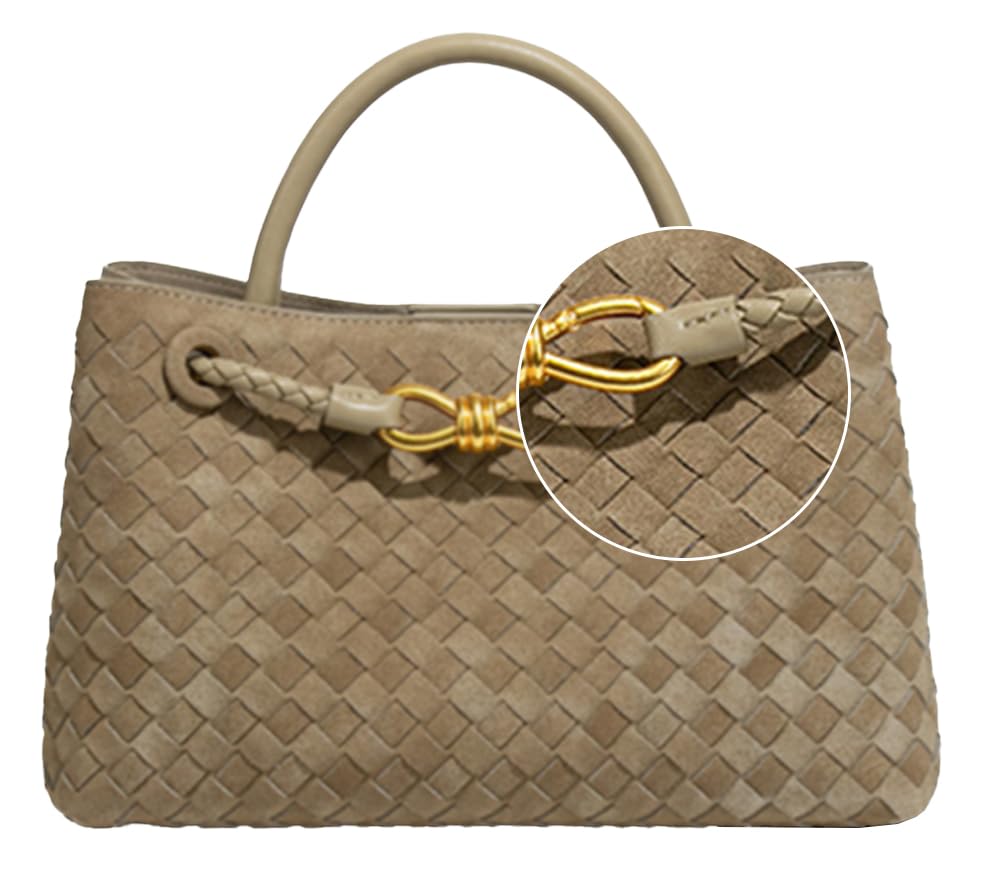 Suede Woven Tote Bag for Women Retro Woven Bag Handbag Bow Shoulder Satchel Suede Crossbody Purse Top Handle Tote Handbags