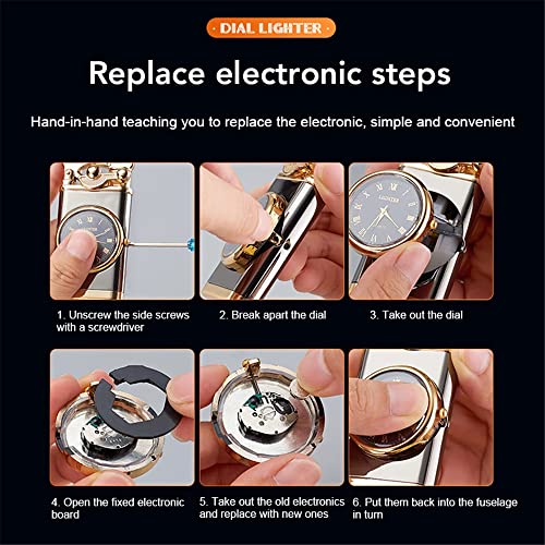 Torch Lighter With Electric Watch，Jet Lighter With Watch， Creative Dial Rocker Arm Inflatable Lighter,Windproof Portable Candle Lighter Grill Camping Lighter Best Boyfriend Gifts(Gold) #TOP4