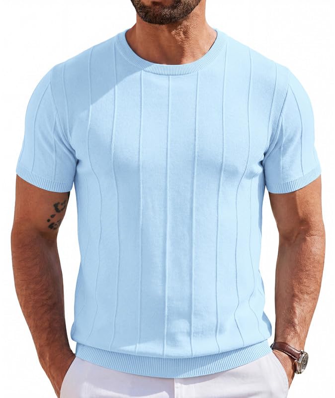 Elainone Herren T-Shirt aus Viskose mit Vertikale Streifen