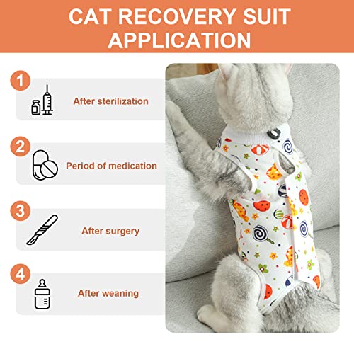 Image of Cat Recovery Suit, 1 Pack Soft Cotton Cat Wound Surgery Recovery Suit After Surgery Wear for Cats, S