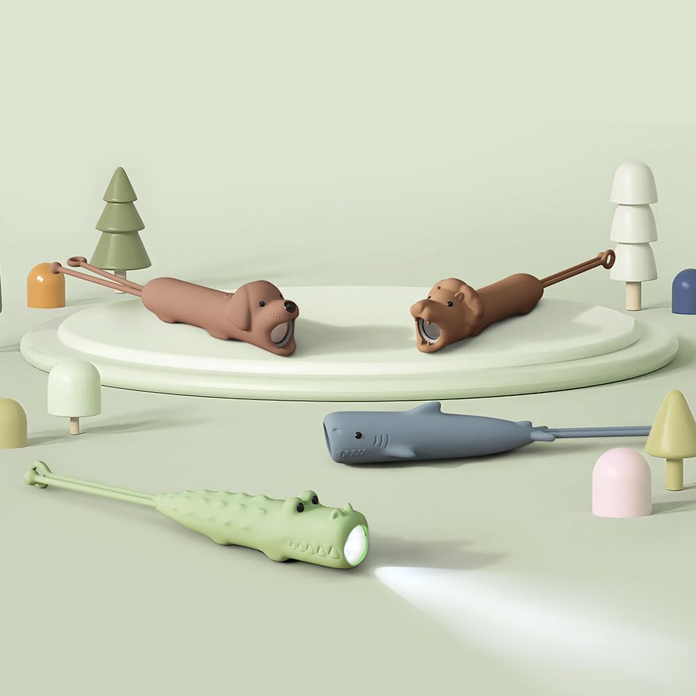 Rechargeable requin LED lampe de poche, mignonne lampe de poche en silicone en forme d'animal, Confortable Touch Long Press pour régler la luminosité éclairage extérieur Lumière créative.