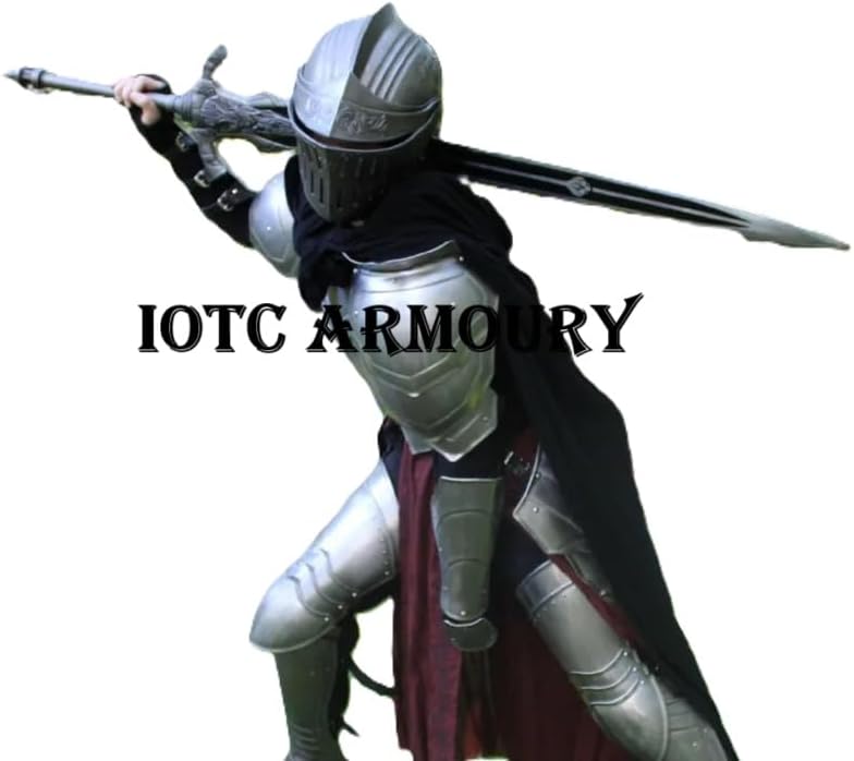 Medieval Lady Armor Suit Female Armor Cuirass Breastplate Costume Full Body Female Armor Suit- Cosplay Closed Armor Helmet Shoulder Pauldrons Set Arm & Leg Guard Larp Halloween Armor Costume