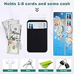 3Pack-Cell-Phone-Card-Holder-Pocket-for-Back-of-PhoneStretchy-Lycra-Stick-on-Wallet-Credit-Card-ID-Case-Pouch-Sleeve-3M-Adhesive-Sticker-with-Flap-for-iPhone-Samsung-Galaxy-2Black1Navy-Blue