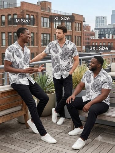 Image of Leriya Fashion Men's Tropical Hawaiian Button Down Shirt | Regular Fit Soft Rayon Short Sleeve Casual Beach Shirt with Floral Print|Summer Holiday Resort Outfit