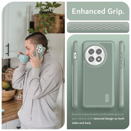 Image of TUDIA [MergeGrip Designed for OnePlus 13 Back Cover 5G (2025) - [Military Grade Drop Tested] Dual Layer Shockproof Slim Heavy Duty Tough Phone Case - Green Lily