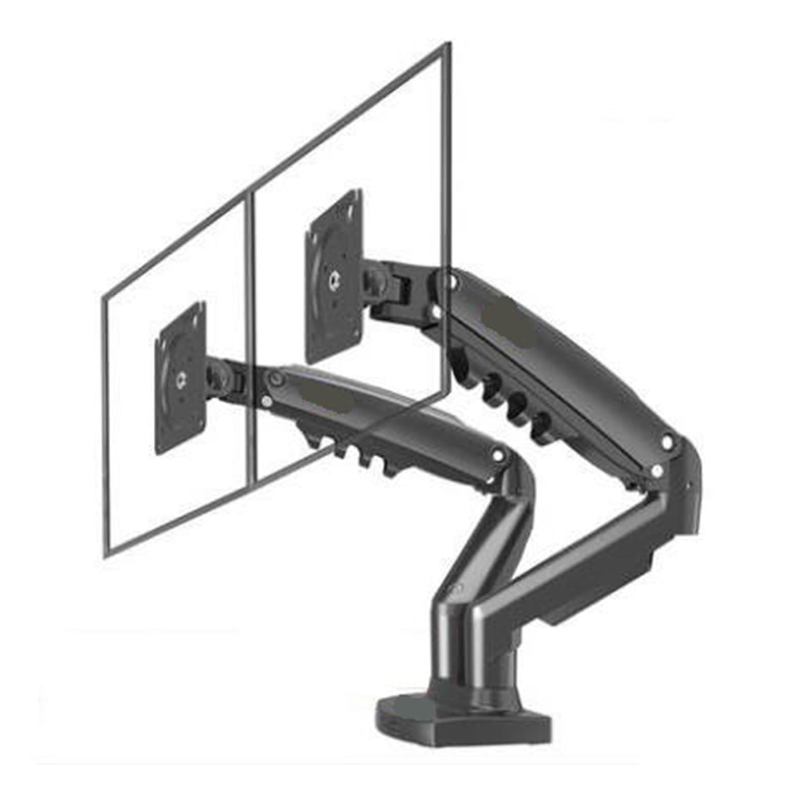 TKJfdTY F160 Gas Spring 360 Degree Desktop 17" - 27" Dual Monitor Stand Arm Monitor Mount Bracket Each Holds 2-9Kg，Black