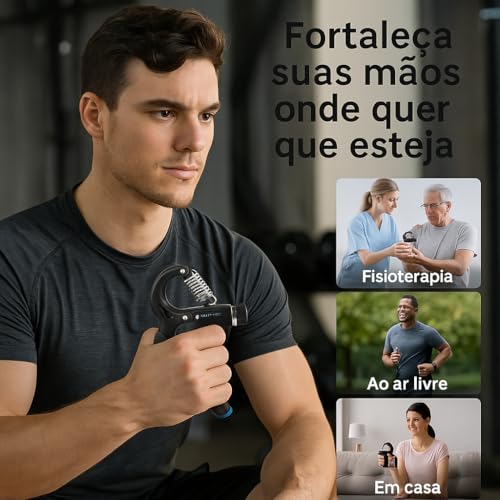 Hand Grip Ajustável Premium 60KG - Exercitador de Mãos, Punhos e Antebraços para Fisioterapia, Muscu