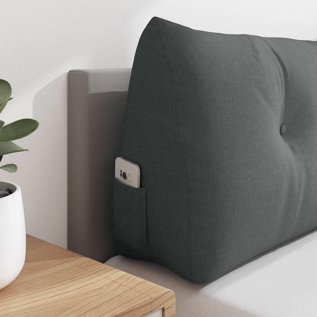 Moderno cuscino per la schiena con chiusura lampo, 120 x 24 x 50 cm, tessuto vellutato grigio scuro, design ergonomico per una migliore tenuta, imbottitura in poliestere, rivestimento