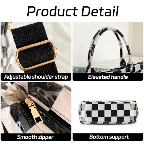 Image of GISMTR Large PVC Tote Bag for Women Letters Print Handbags Kraft Paper Shoulder Bag for Work Travel