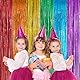 OFFCUP Lametta Vorhang, 2pcs Metallische Glitzervorhang Fringe, Tinsel Folie Vorhang Lametta Vorhänge Glitzer Vorhang Folie Hintergrund Folien Fransen Vorhänge für Geburtstag Party