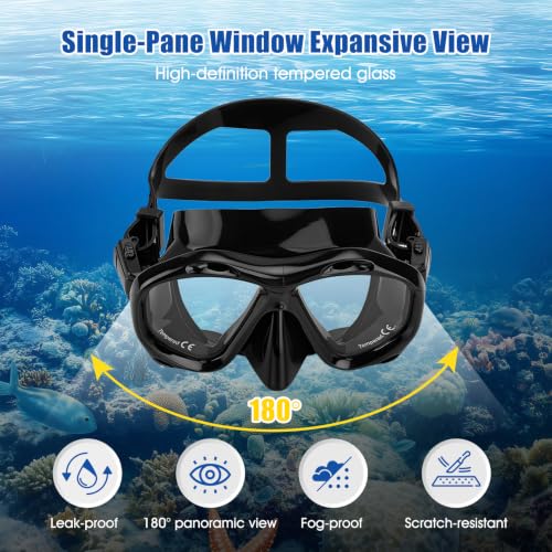 Set de Snorkel Seco para Adultos con Gafas Ajustables y Cubierta Facial con Tubo Seco para Buceo y Natación miniatura 3