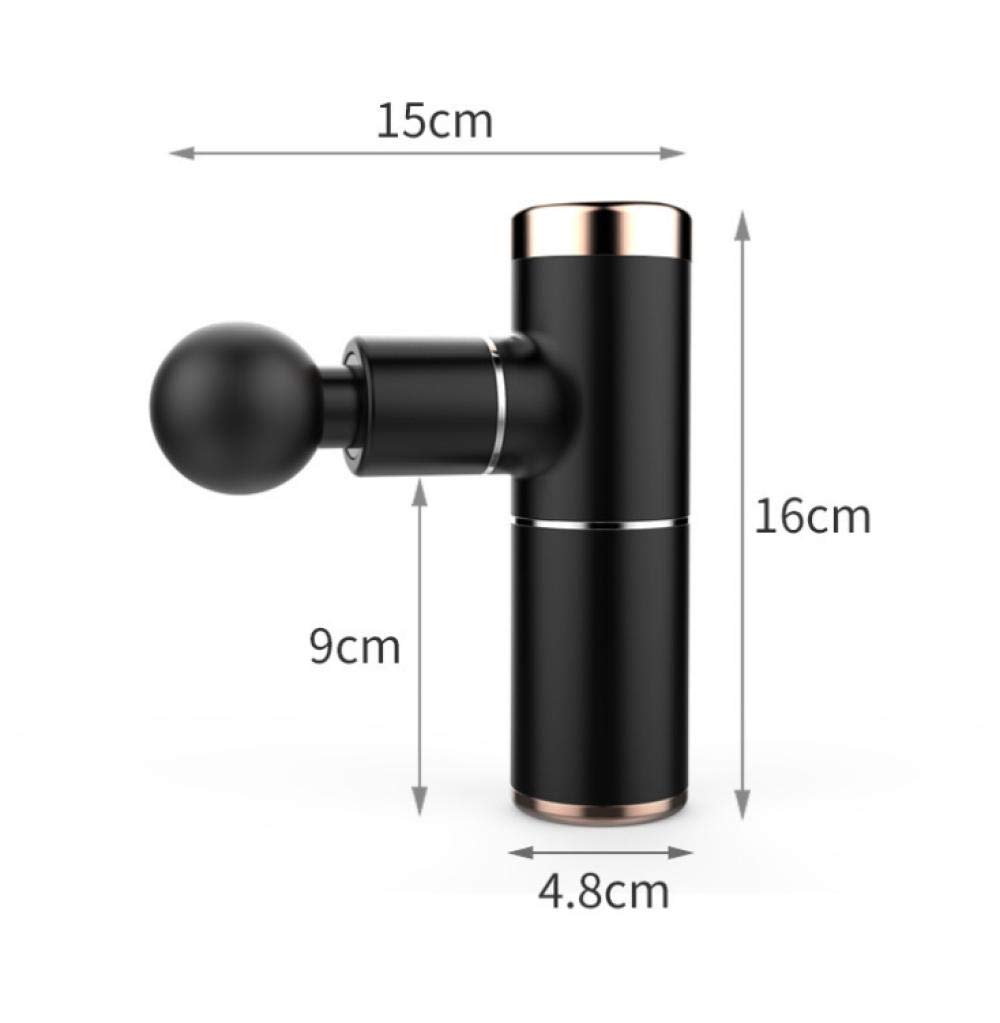 Pistolet do masażu dla sportowców, ulga w bólu, relaks, miniaturowy pistolet do powięzi, przenośny pistolet do masażu mięśni, supercichy silnik bezszczotkowy (Black)