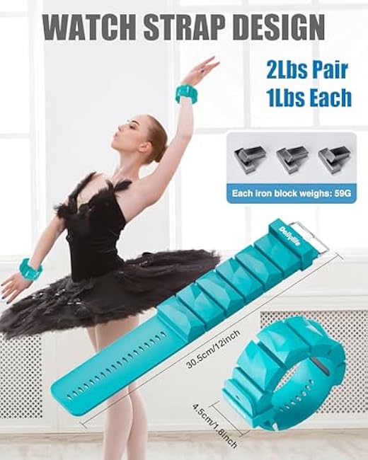 DAILYLIFE Ankle Weights, Pilates Adjustable Ankle Weights for Women Men, Wrist Weights, Leg Weight Straps, 2 lb Hand Weights Set for Home Gym Fitness, Workout, Walking