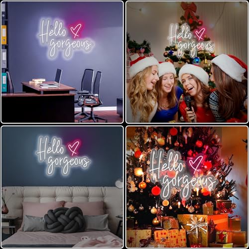 Image of Hello Gorgeous Neon Sign Light Wall Art Gifts, Neon Decorations Bar Pub Club Rave Apartment Home Decor Party Christmas Decor