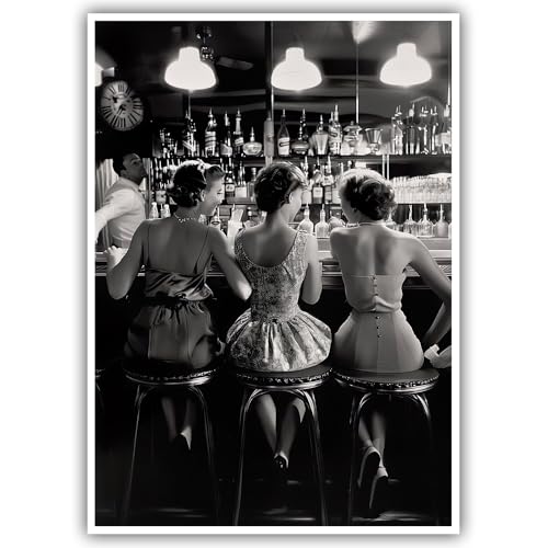 Vintage Black and White Posters Trendy Women Drink...
