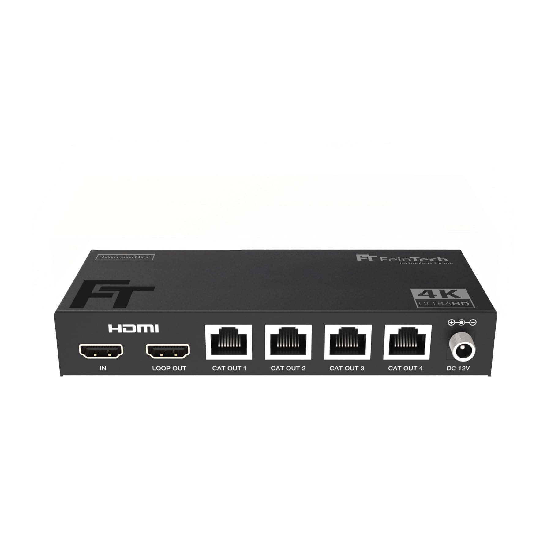 FeinTech SX430 HDMI 2.0 Splitter 1 in 4 Out + Loopthrough Extender 60 m Over CAT LAN 4K 60Hz