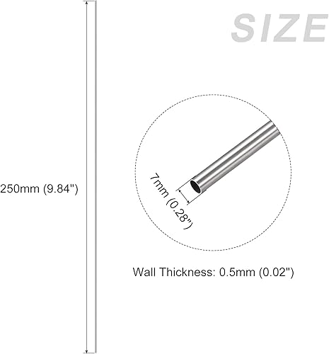 Miniatura 2 de METALLIXITY Tubo de acero inoxidable 316 (0.276 in de diámetro x 0.020 in de pared T x 9.843 in de largo), tubo recto - para muebles del hogar,