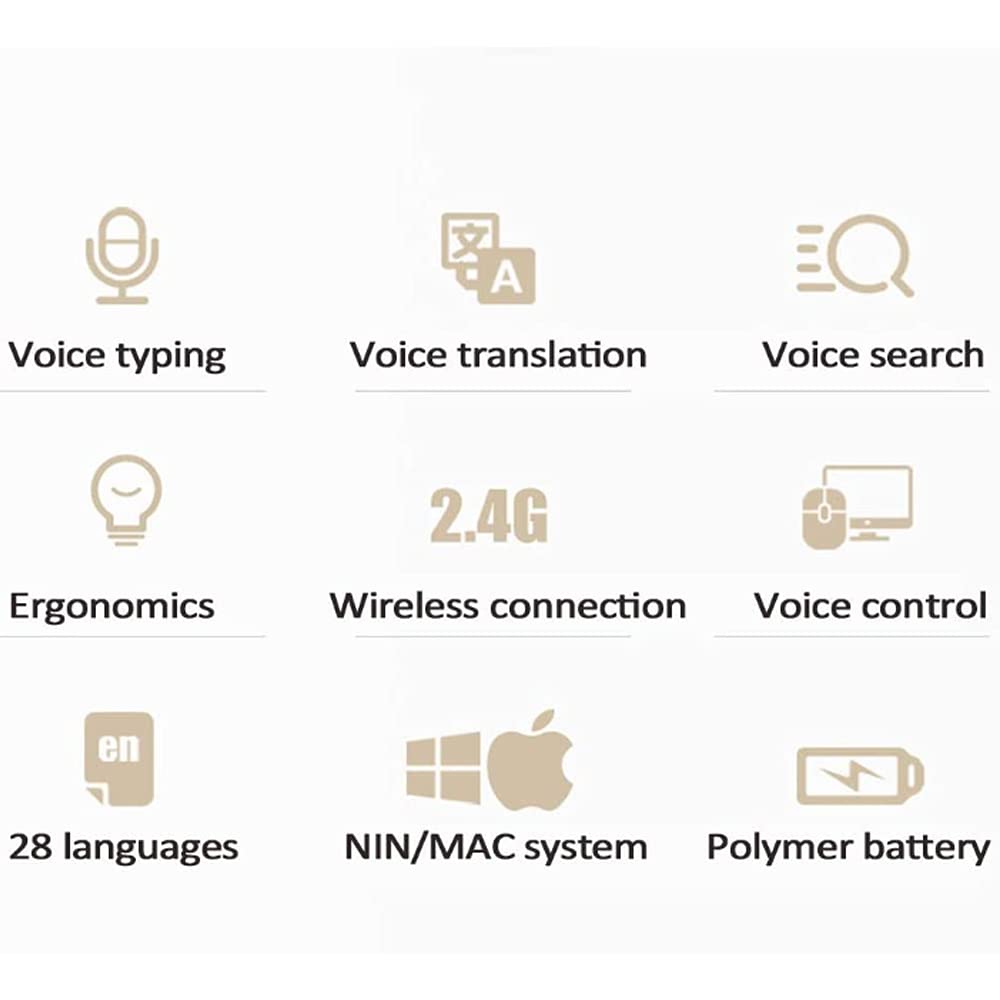 Sztuczna inteligencja rozpoznawanie głosu mysz wejście Bluetooth bezprzewodowa mysz inteligentna myszka, 2,4 GHz AI bezprzewodowa inteligentna mysz - wejście głosowe do biura i gier (czerwona)