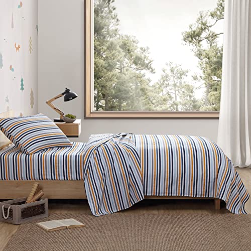 Image of Eddie Bauer Kids - Queen Sheet Set, Ultra-Soft Microfiber Bedding with Fully Elastic Fitted Sheet, Kids Bed Set with Pillowcases, Easy Care Bedding (Vivid Stripe)