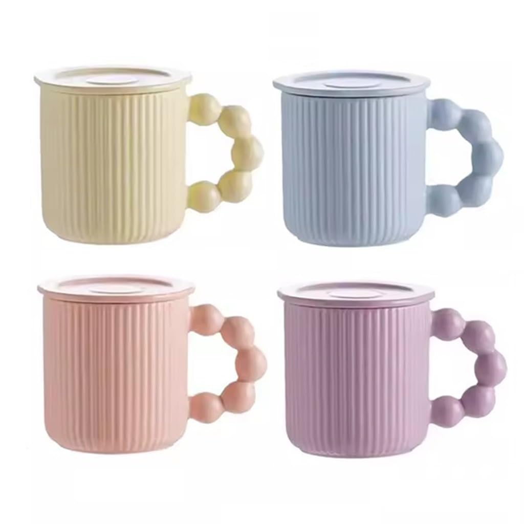Kubki do kawy, filiżanki 12 uncji ceramiczny kubek, japoński śniadaniowy z uchwytem, ​​odpowiedni mleka Cappuccino Cocoa Latte i torebek herbatą (niebieski)(4pcs)