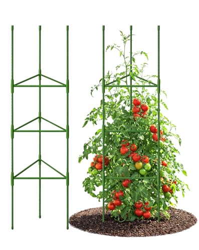 Growsun 51 inch Tomato Cage Heavy-Duty Plant Support Cucumber & Vine Vegetables – Adjustable Green Metal Garden Trellis for Climbing Plants, Indoor & Outdoor Use, 1 Pack