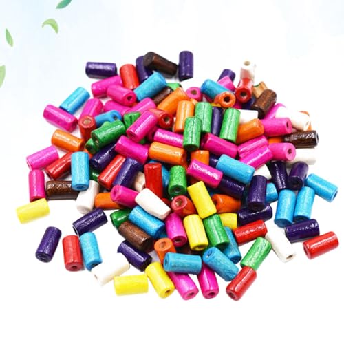 Cuentas de madera cilíndricas de colores para accesorios de joyería y bricolaje 4