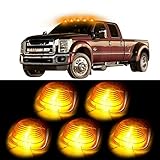 cciyu 5 Pack Amber Roof Running Light Cab Marker Cover + High Power T10 Warm White 6-5730-SMD LED Bulbs Replacement fit for 1999-2015 ford EF-150 250 350 450 550 (Amber Lens White Light)