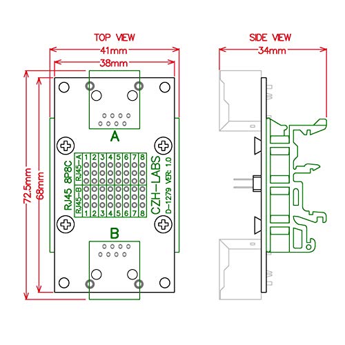 Module de diagnostic RJ45 avec support rail DIN pour testeur