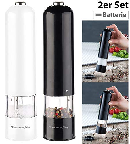 Rosenstein & Söhne Elektrische zoutvaatje: set van 2 elektrische zout- en pepermolen, keramische maalwerk, licht, 22,5… - Image 4