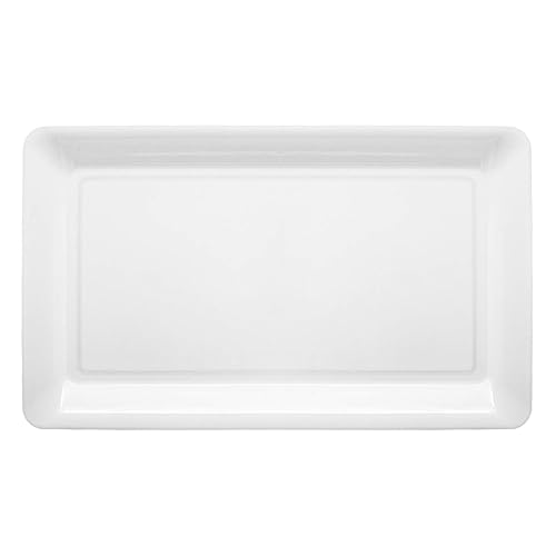 Party Essentials Bandeja rectangular de plástico resistente, 12 pulgadas de largo x 18 pulgadas de ancho, blanco (caja de 6)