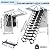 12 Steps Ceiling Mounted Attic Ladder, Retractable Pull Down System Attic Stairs, Telescopic Loft Stairs with Pull Rod, Ceiling Folding Loft Ladder with Handrail for Basement (Black, Steps 12)