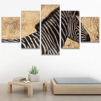 SIGNWIN 5 Panel Canvas Wall Art Animals Black and White Dramatic Group Modern Artwork for Home Decorations Ready to Hang - 60