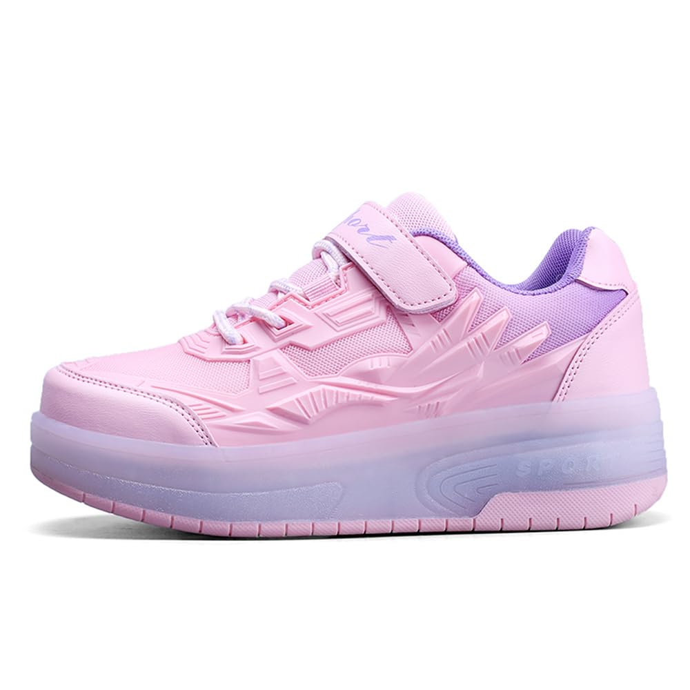 Mateju Zapatos con Ruedas para Niña y Niño Patines con 2 Ruedas Zapatillas Deportivas al Aire Libre Retráctil, Zapatillas de Skateboarding Niñas Niños Adulto 29-41 EU