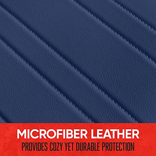 Image of Motor Trend Seat Covers for Cars Trucks SUV, Faux Leather 2-Pack Blue Padded Car Seat Covers with Storage Pockets, Premium Interior Car Seat Cover