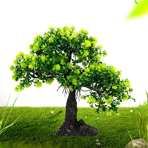 POPETPOP Fish Tank Decor Bonsai Tree - Artificial Pine Tree Plastic Plant Decor for Aquarium Bonsai Ornament Green Craft Landscape Tree - Image 3