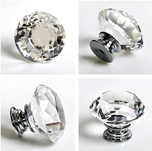 4 X 40MM Clear Crystal Glass Diamond Cut Door Knobs Kitchen Cabinet Drawer knobs+Screw Home Decorating