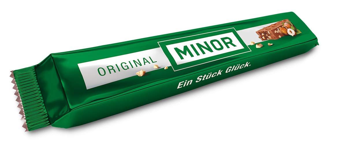 Minor Original Schweizer Schokolade Schokoriegel Classic 44 x 42g 1,848kg | knackige Haselnuss-Splitter, glutenfrei, Thekendisplay Nougat Gianduja, Schokoladenriegel, für Genießer