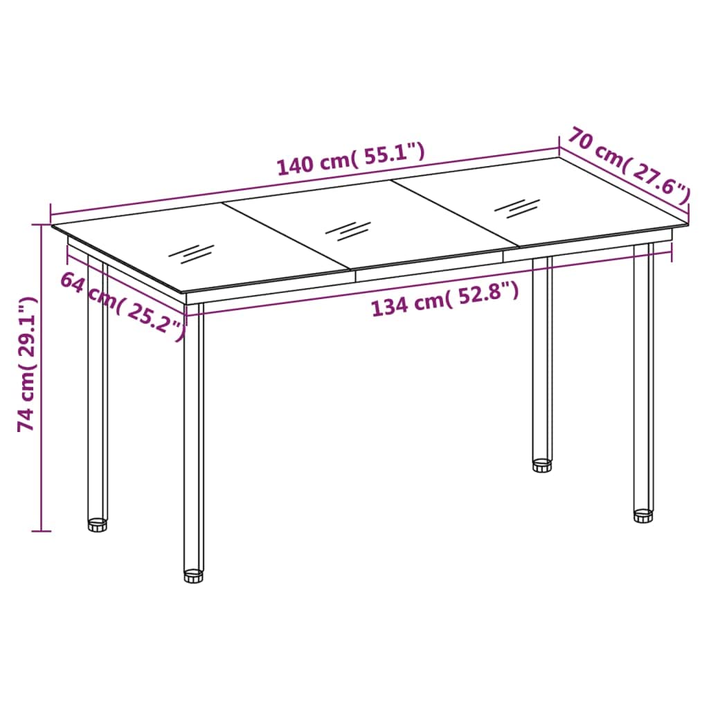 Stal malowana proszkowo Rattan PVC Szary zestaw 140 cm