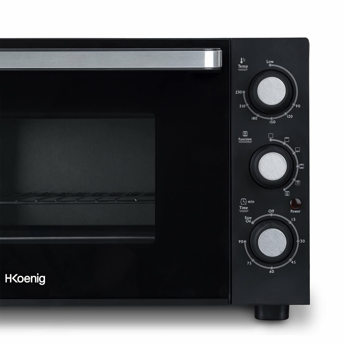 H.Koenig - forno elettrico FO30 da 30 l, multifunzione, potente, 1500 W, 6 modalità di cottura, 230°, timer in 60 min, porta vetro doppio vetro, piano cottura antiaderente
