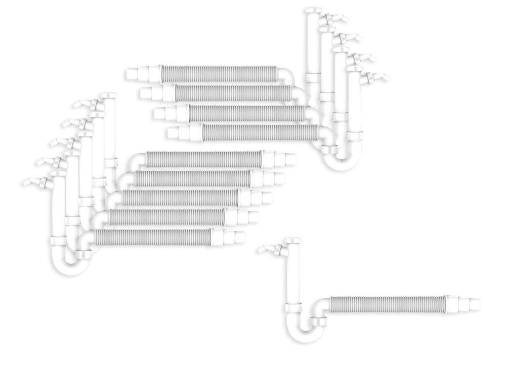 10er SET SANIT 31.213.00..0000 Rohrgeruchverschluss G1 1/2x40/50 flexibel Schlauch und Geräteanschluss/Ablaufverbindung/Siphon/Abfluss/Geruchsverschluss/Traps
