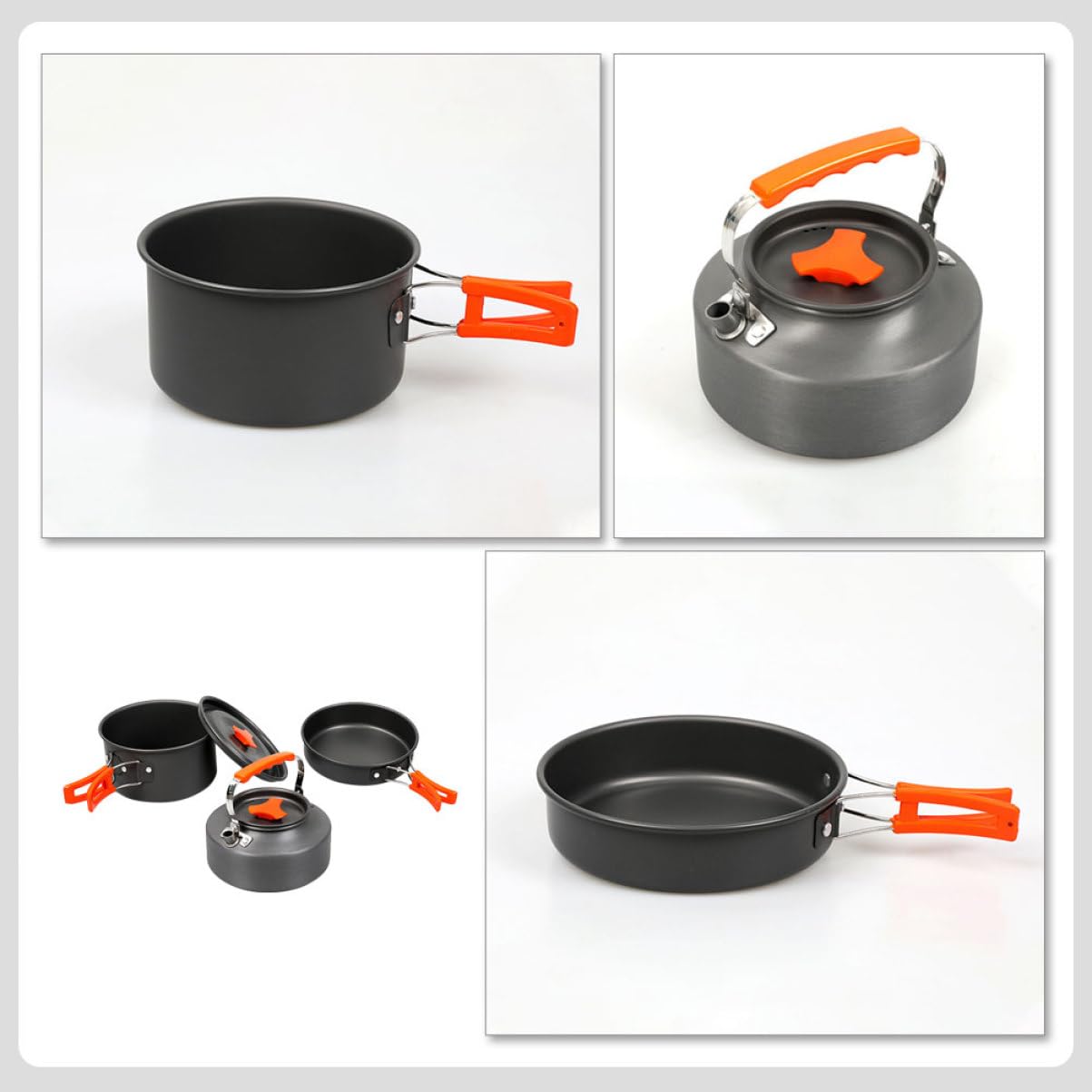 1 Juego Utensilios de Cocina para Camping Sartenes Antiadherentes Kit de Cocción Portátil para Excursiones y Picnics Personas