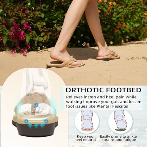 Image of Orkii Womens Plantar Fasciitis Feet Sandals, Best Orthotic Flip Flops With Arch Support, Comfortable Walking Sandals