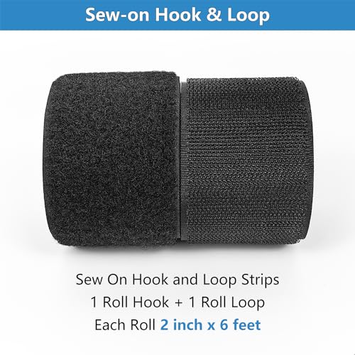 Matenf MATENF-0892 Sew On Hook And Loop Strips, 2 Inch Wide, Easy To Sew, Excellent Grip thumb #1