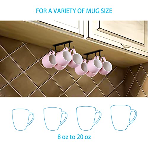 Fvstar 2Pcs Mugs Holder Under Cabinet,Coffee Cups Hooks Under Shelf,Metal Mugs Drying Racks,Iron Mugs Hanging Organizer,Under Cabinet Hanger For Mugs,Kitchen Utensils,Black #TOP5